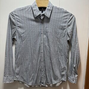 Butter Cloth Shirt Mens Size XL Button Up Blue Black White‎ Check Long Sleeve